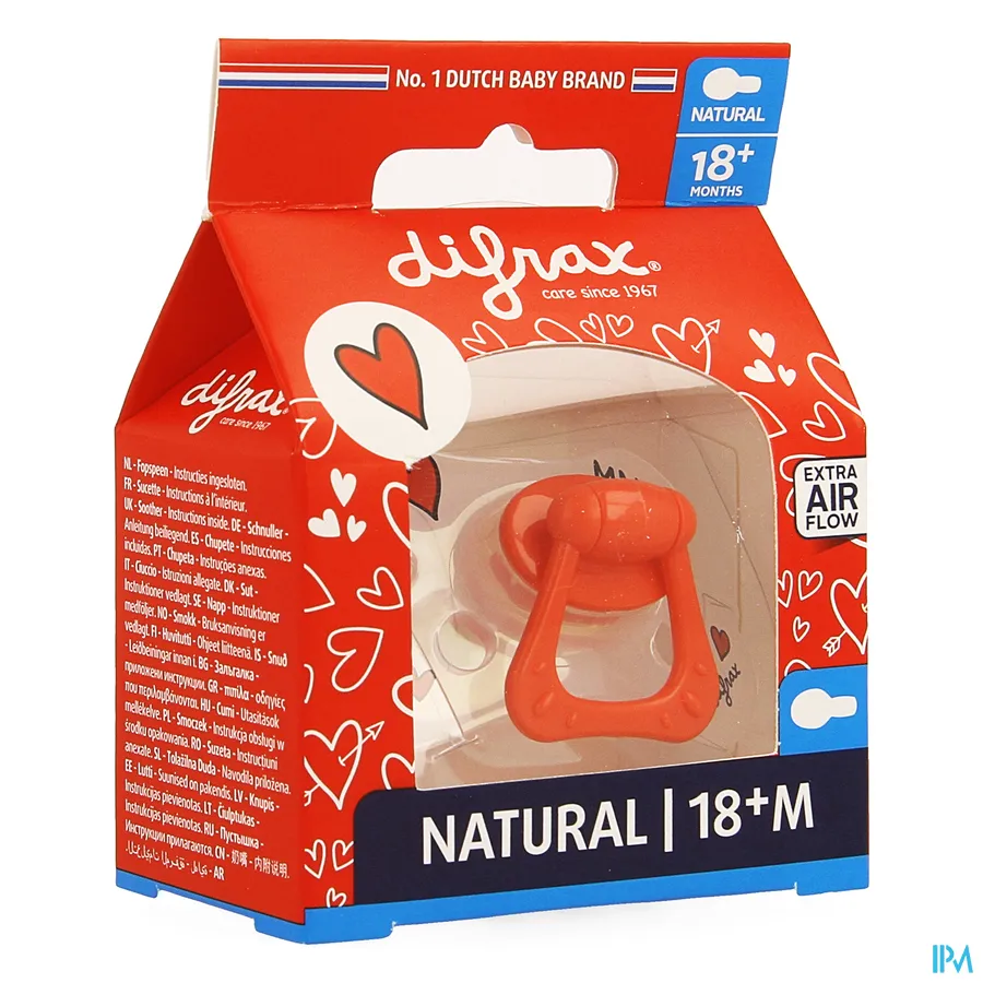 packshot van Difrax Fopspeen Natural 18m+ I Love