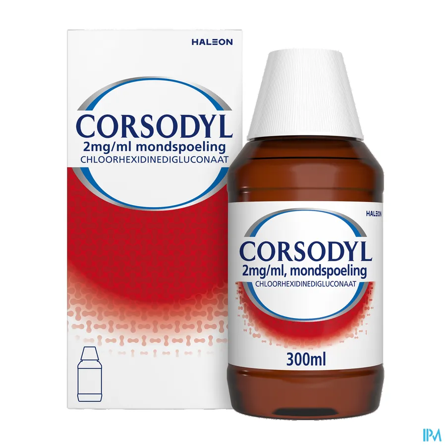productshot van Corsodyl 2 mg/ml Mondspoeling 300 ml