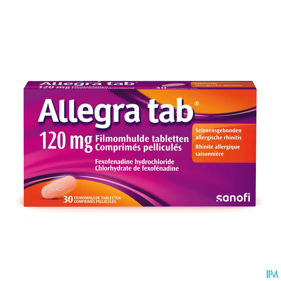 packshot van Allegra Tab 120 mg 30 Tabletten