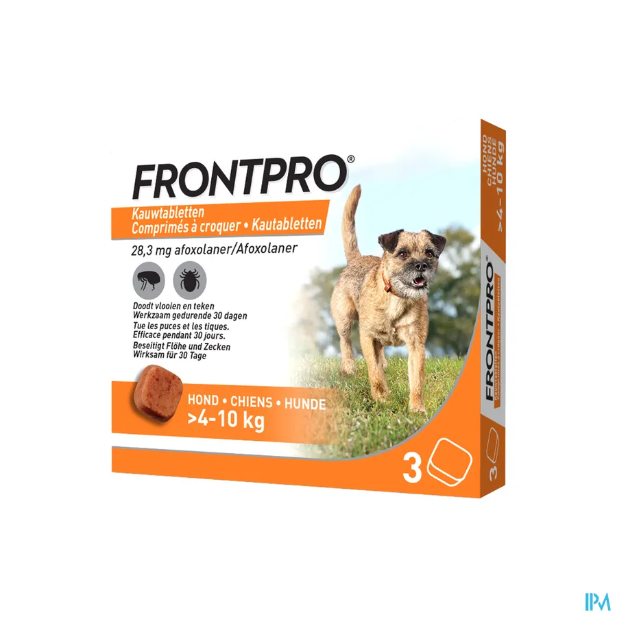 packshot van Frontpro Kauwtabletten 28 mg Hond >4-10 kg 3 kauwtabletten