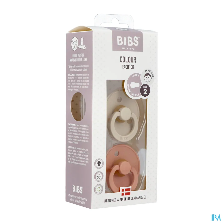packshot van Bibs Fopspeen Duo Vanilla/Peach 6-18 2 stuks