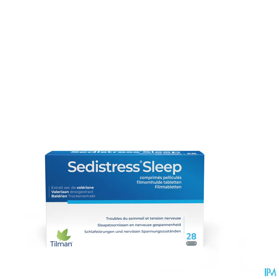 packshot van Sedistress Sleep tegen Slaapstoornissen en Nerveuze Gespannenheid met Valeriaanextract 28 Tabletten