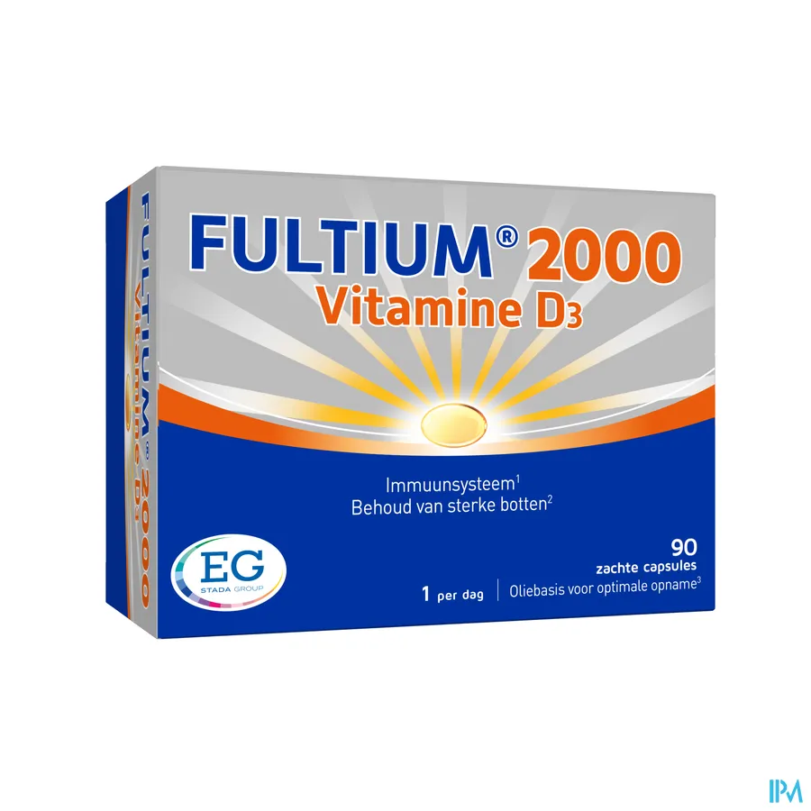 packshot van Fultium 2000 Vitamine D3 90 capsules