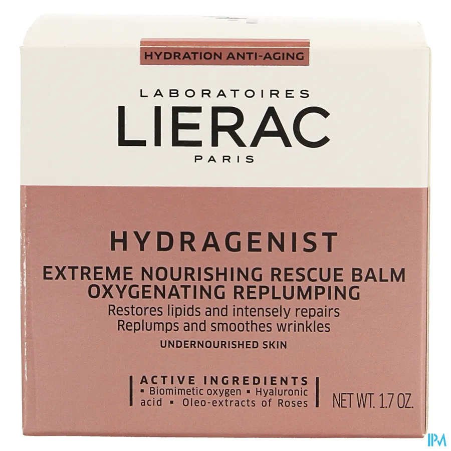 packshot van Lierac Hydragenist Nutribaume Nourrissant SOS Voedende SOS-Balsem Oxigenerend en voor Volle Huid voor Uitgedroogde Huid Pot 50 ml
