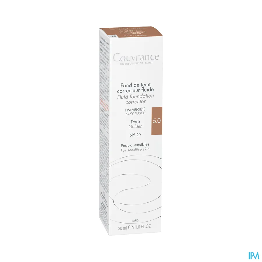 packshot van Avène Couvrance Corrigerende Vloeibare Foundation 5 Doré 30 ml