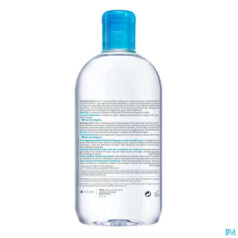 packshot van Bioderma Hydrabio H2O Micellaire Oplossing 500 ml