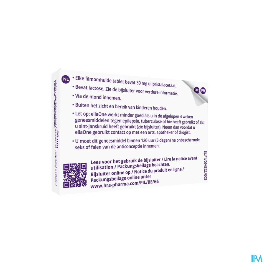 packshot van EllaOne 30 mg 1 tablet