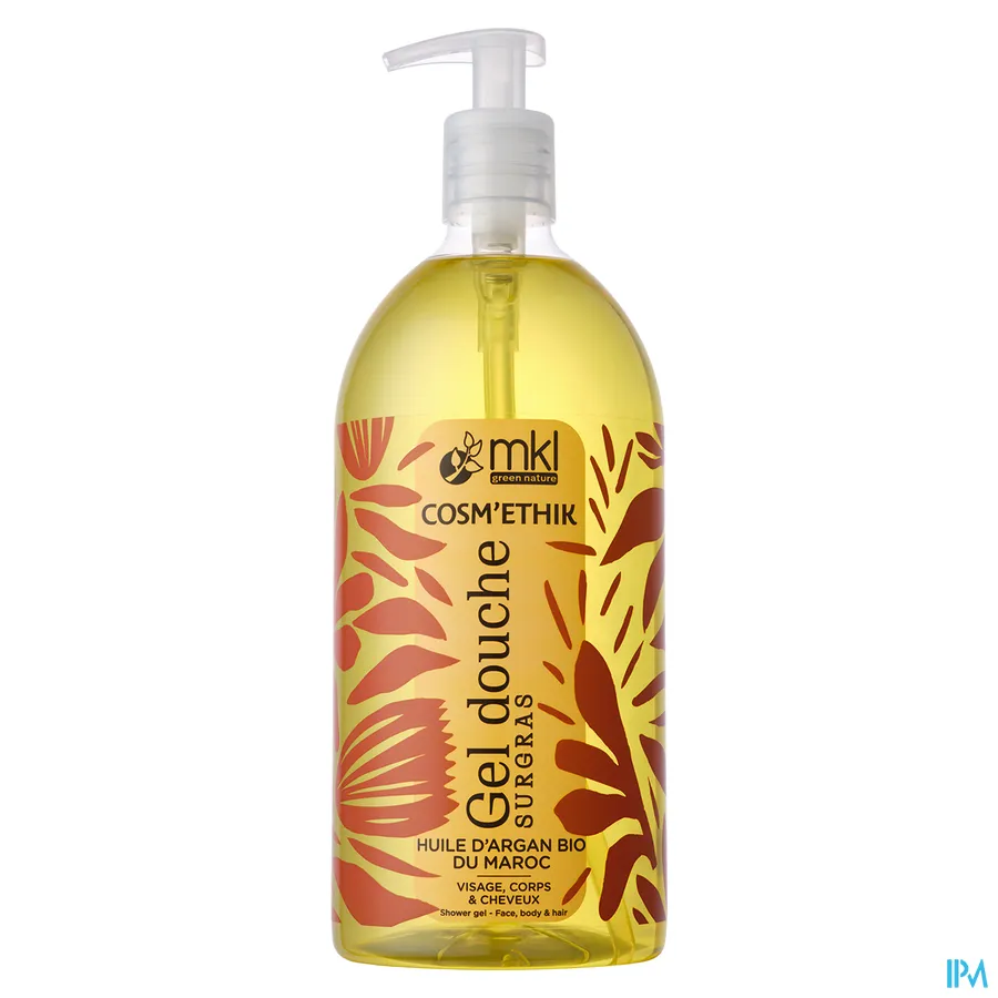 packshot van Cosm'ethik Douchegel Bio Arganolie Pompfles 1l