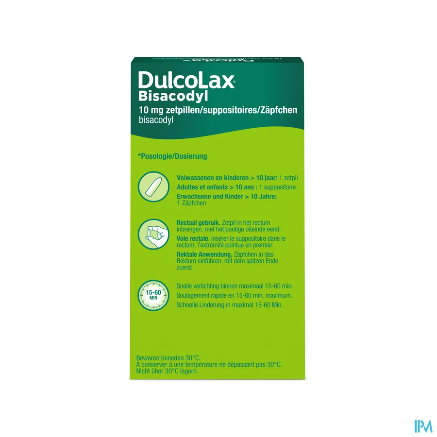 packshot van Dulcolax 10 zetpillen