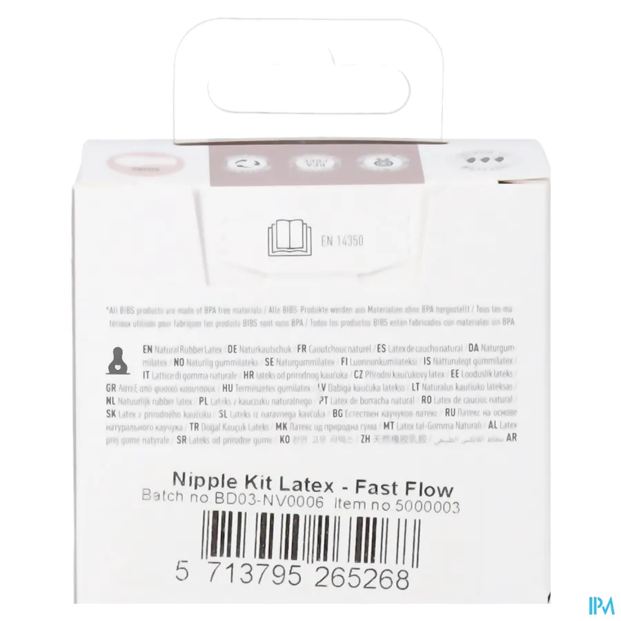 packshot van Bibs Zuigfles Spenen Latex Duopack Fast