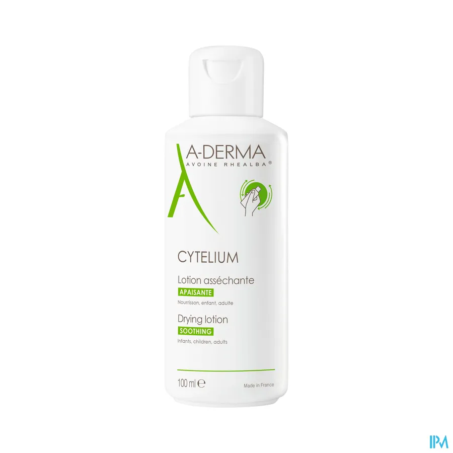 productshot van Aderma Cytelium Verzachtende Uitdrogende Lotion bij Geïrriteerde Huid die Gemakkelijk Verweekt voor Gelaat en Lichaam Flacon 100 ml