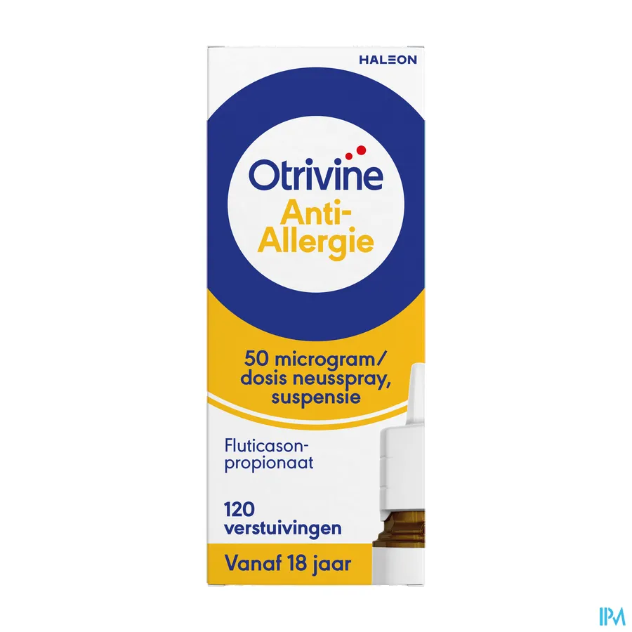 packshot van Otrivine Anti-Allergie Neusspray voor Verlichting van Allergieklachten 120 Verstuivingen