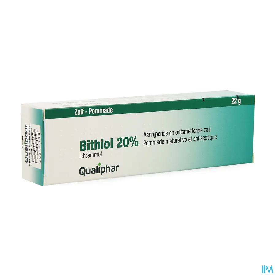 packshot van Bithiol met 20% Ichtammol Aanrijpende en Ontsmettende Zalf 22 g