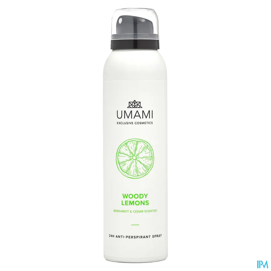 packshot van Umami Woody Lemons Bergamot & ceder anti-perspirant spray 24h 150ml