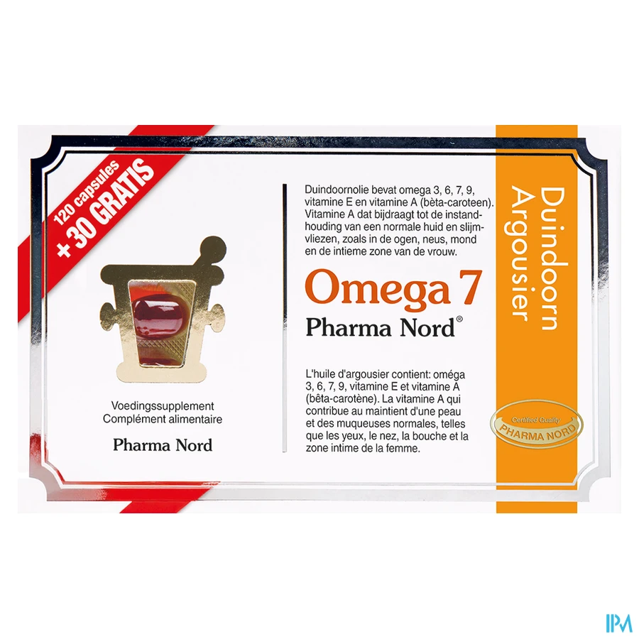 packshot van Pharma Nord Omega 7 120 + 30 capsules