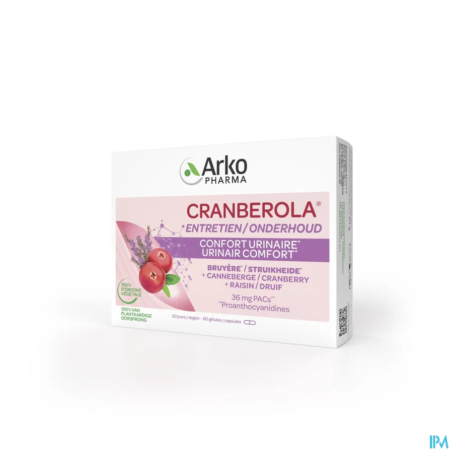 packshot van Cranberola voor Urinair Comfort 60 Capsules