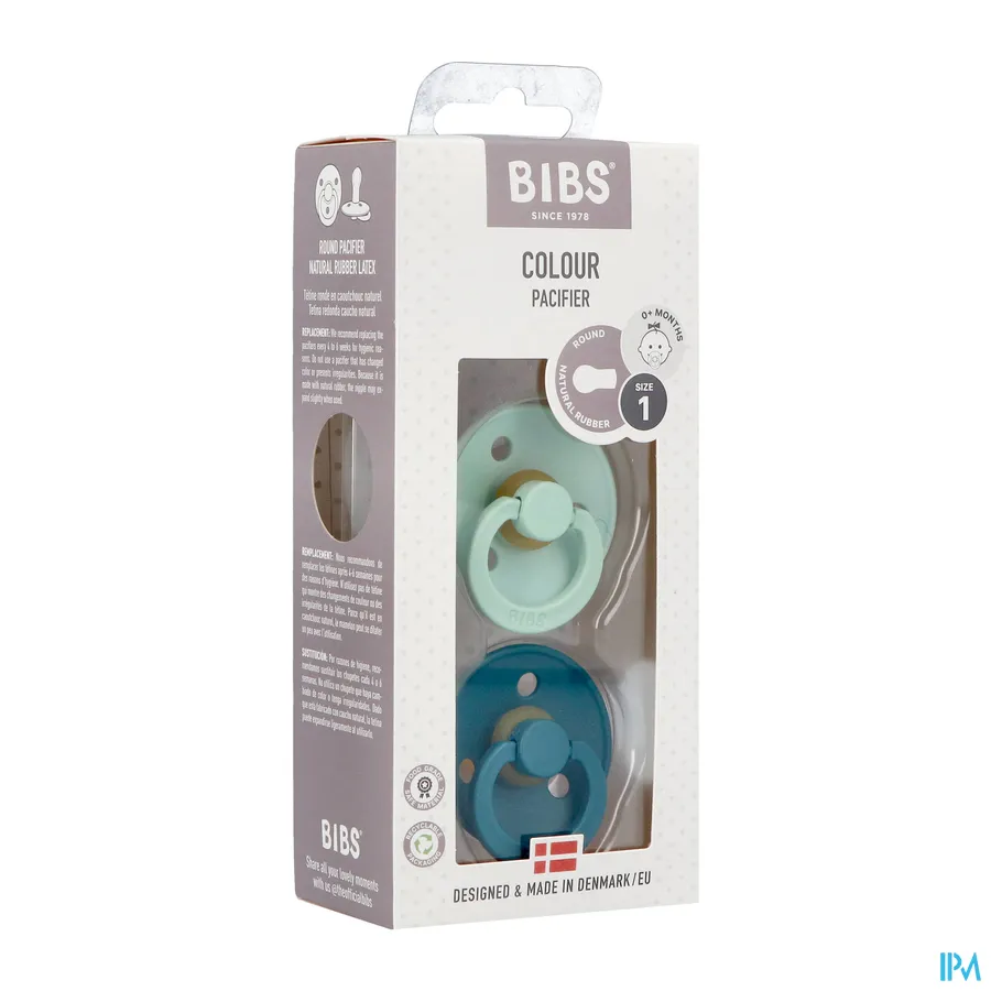 packshot van Bibs 1 Fopspeen Duo Mint/forest Lake 2