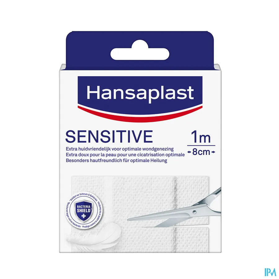 packshot van Hansaplast Sensitive Extra Huidvriendelijke Hypoallergene Pleister 1 m x 8 cm