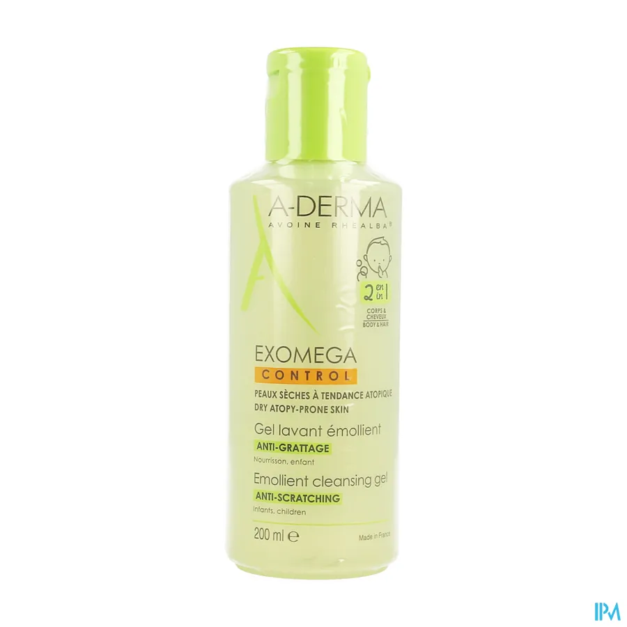 packshot van Aderma Exomega Control 2-in-1 Emolliërende Wasgel 200 ml