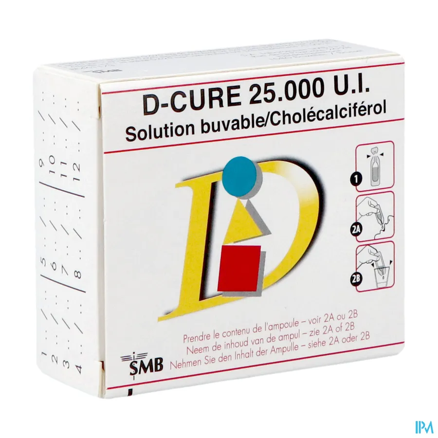 packshot van D-Cure 25000 IE Vitamine D Drinkbare Ampullen 12 Stuks