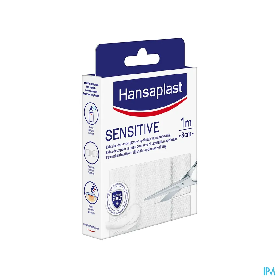 packshot van Hansaplast Sensitive Extra Huidvriendelijke Hypoallergene Pleister 1 m x 8 cm