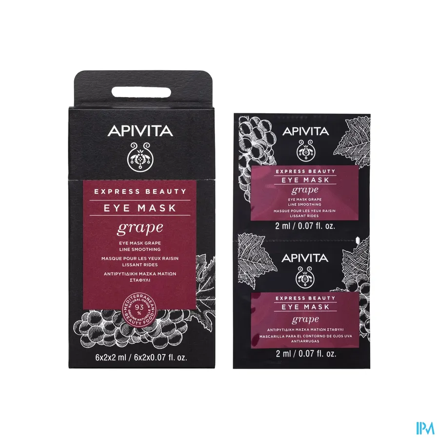 productshot van Apivita Express Beauty Oogmasker Druiven 2 x 2 ml