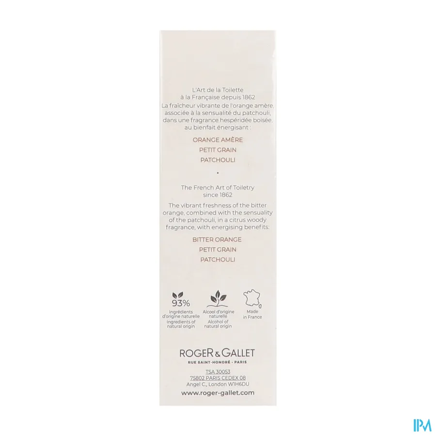 packshot van Roger & gallet Bois Orange Eau Parfumee 30 ml
