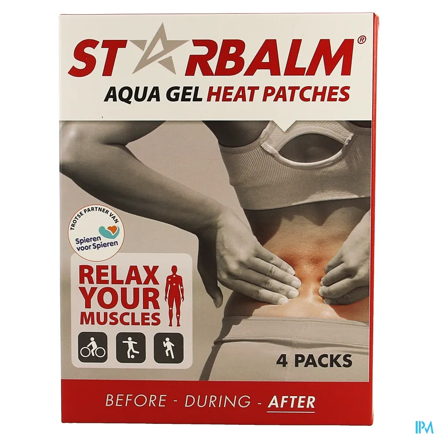 packshot van Star Balm Aqua Gel Heat Patches Verwarmende en Snel Verlichtende Warmtepleisters van 8 x 12 cm 4 Stuks