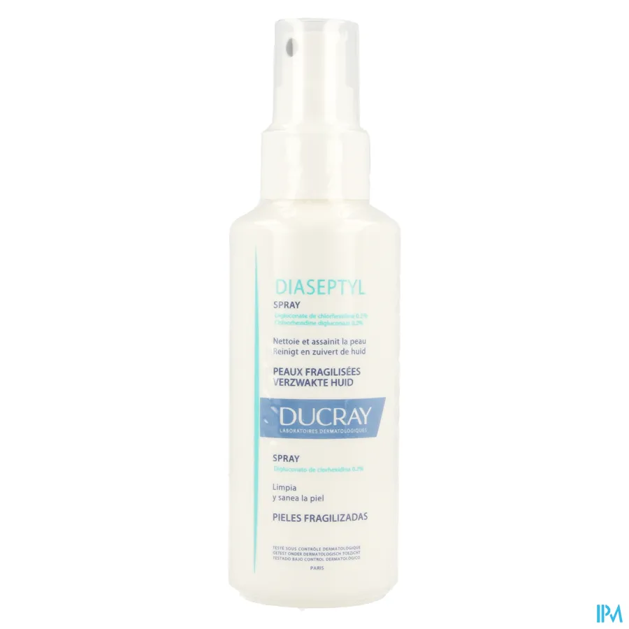 packshot van Ducray Diaseptyl Spray met 0,2% Chloorhexidinedigluconaat voor Ontsmetting van de Huid 125 ml