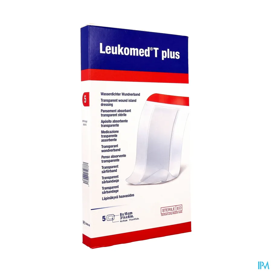 packshot van Leukomed T Plus Steriel Wondverband 8 x 15 cm 5 stuks