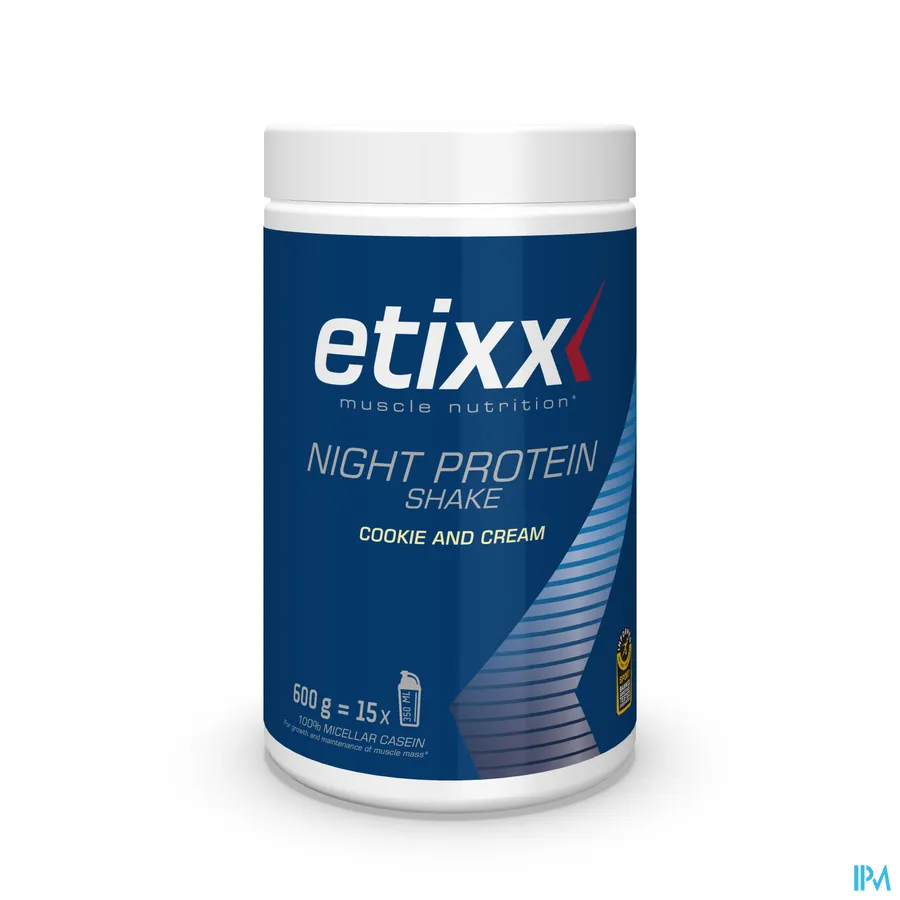 packshot van Etixx Night Protein Shake Cookie And Cream 600 g