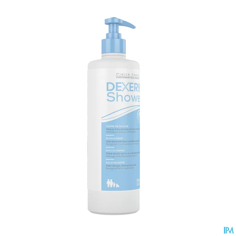 packshot van Dexeryl Shower Douchecrème voor Zeer Droge, Atopische Huid voor Zachte Reiniging en Hydratatie Pompflacon 500 ml