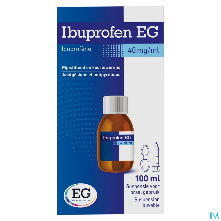 packshot van Ibuprofen EG Orale Suspensie 100 ml