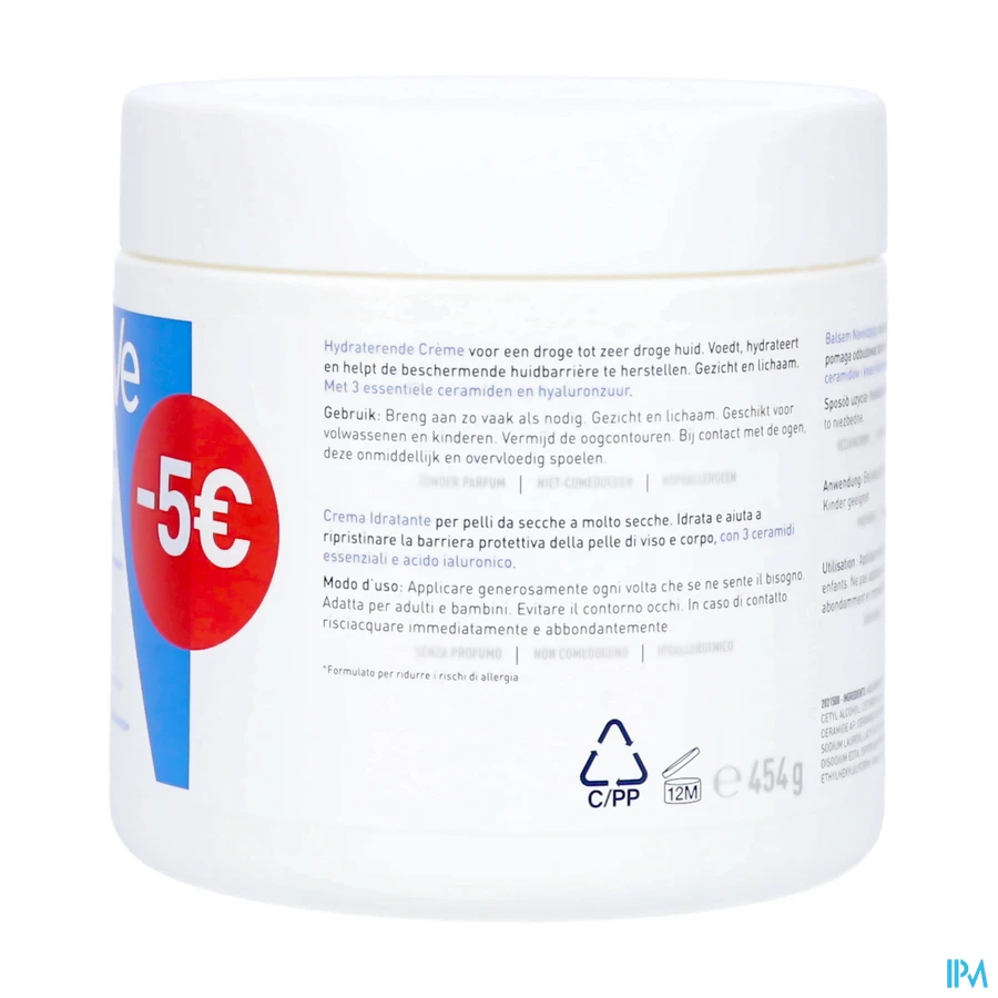 packshot van CeraVe Hydraterende Crème 454 g PROMO