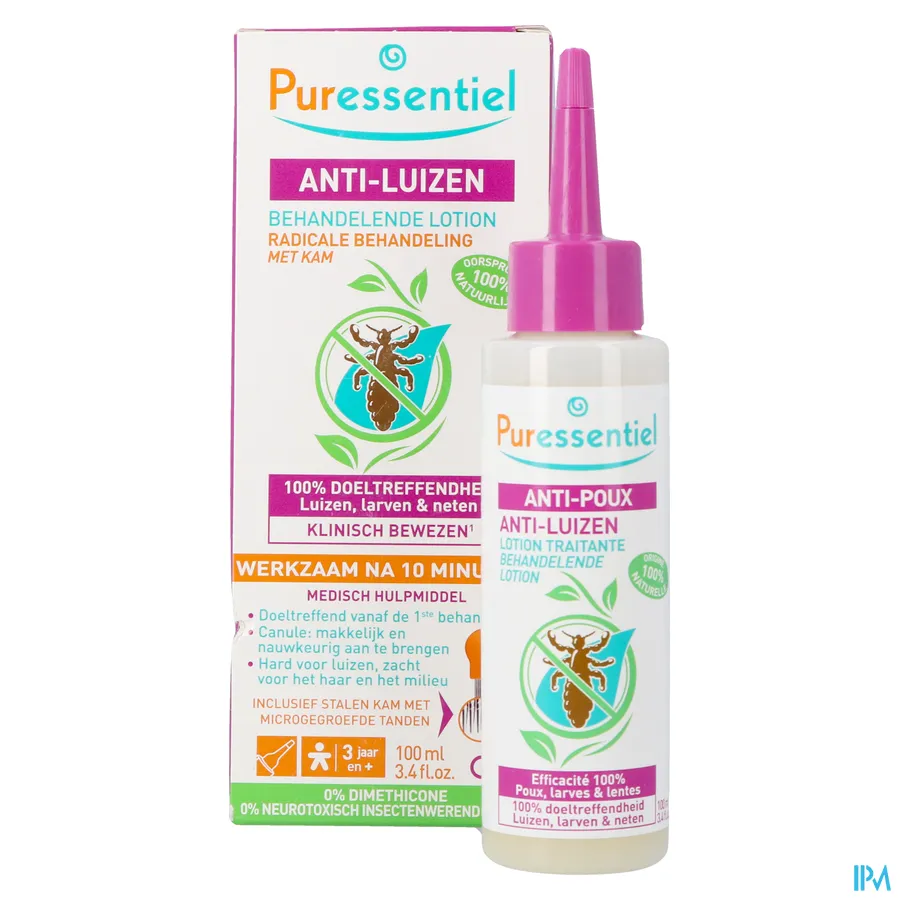 packshot van Puressentiel Anti-Luizen Lotion met Luizenkam 100 ml + 1 stuk