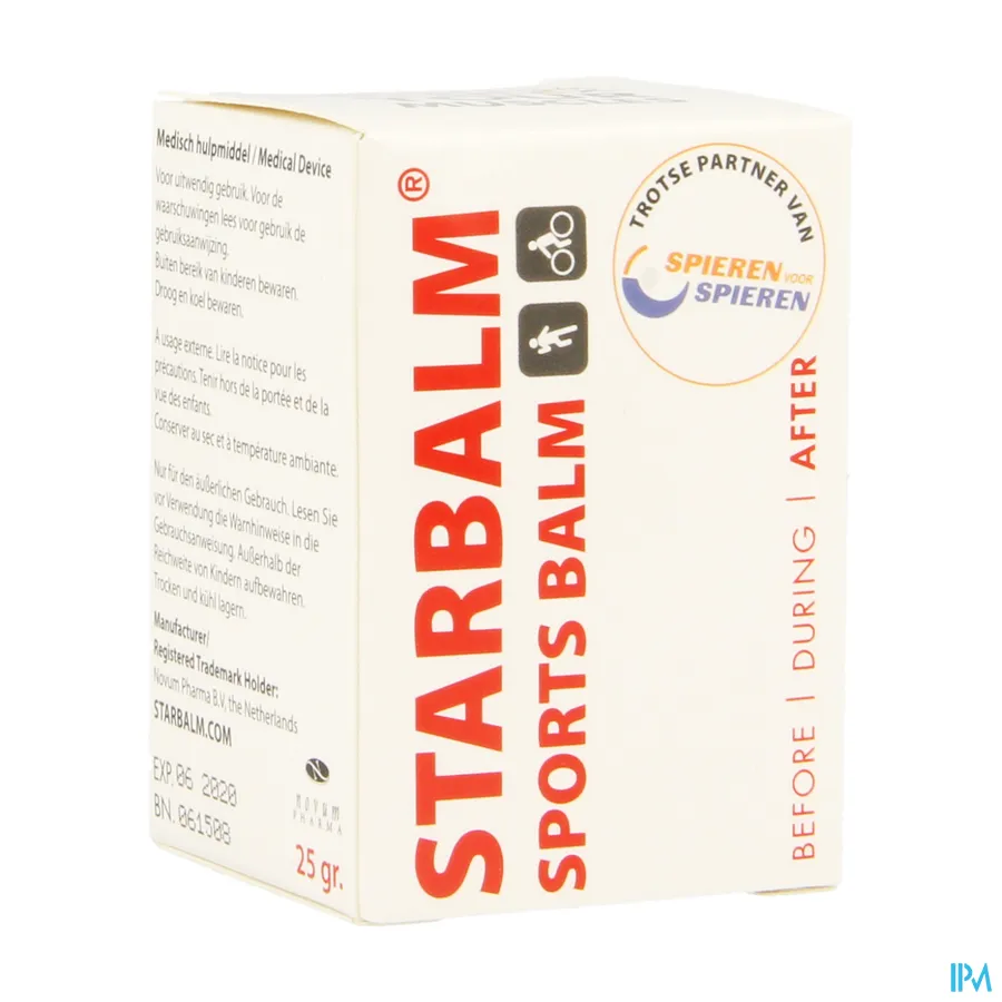 packshot van Star Balm Strong Sportbalsem voor Soepele Gewrichten en Spieren -Wit- 25 g