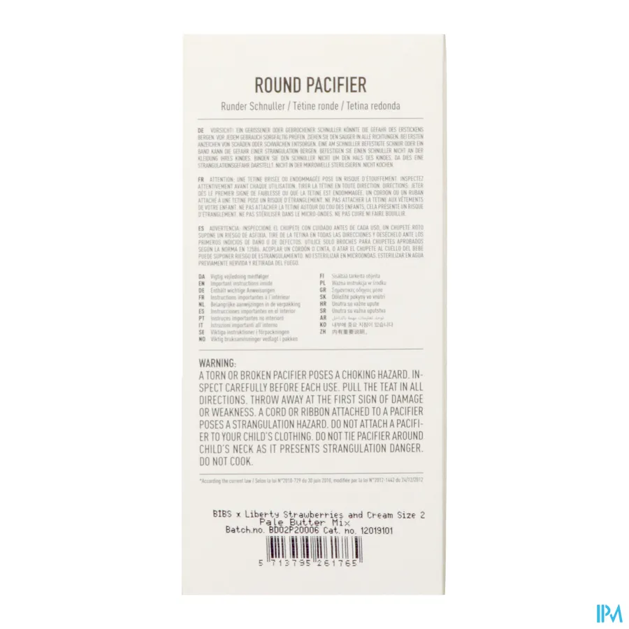 packshot van Bibs 2 Fopspeen Duo Liberty Garden Strawbery/Pale 2