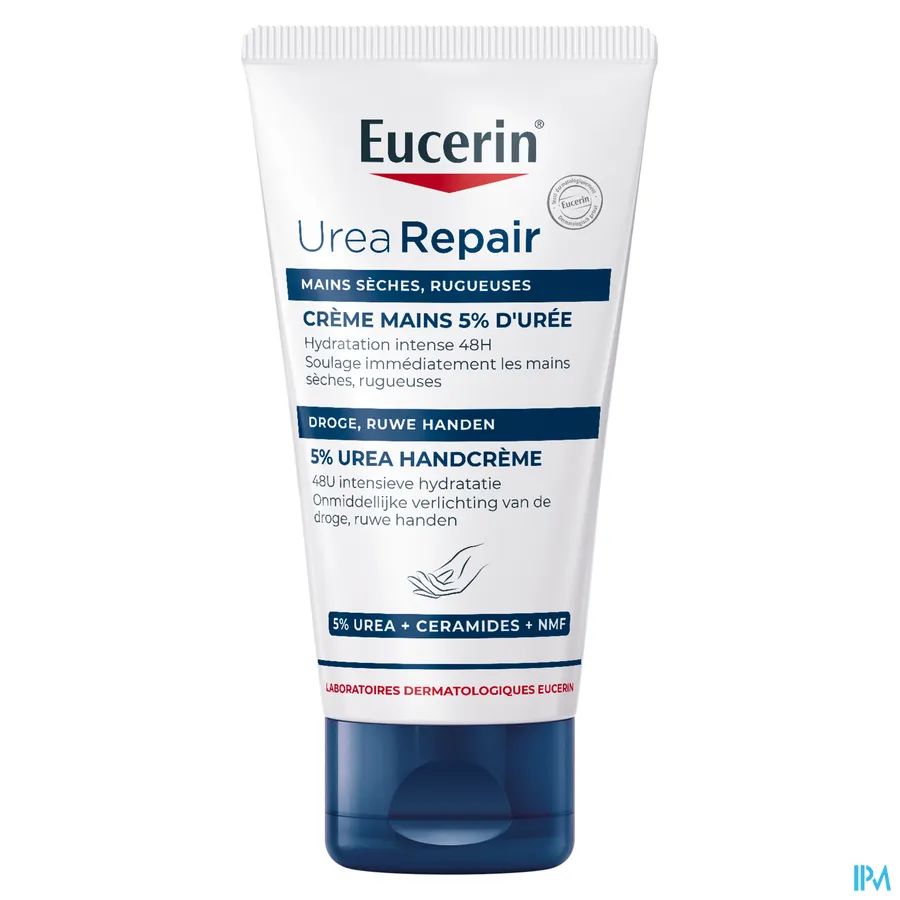 productshot van Eucerin Urea Repair Plus Handcrème 5% Urea zonder Parfum 75 ml