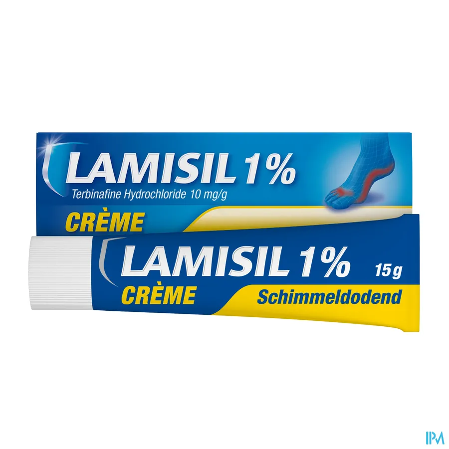 packshot van Lamisil Crème 1% Schimmeldodende Crème Tube 15 g