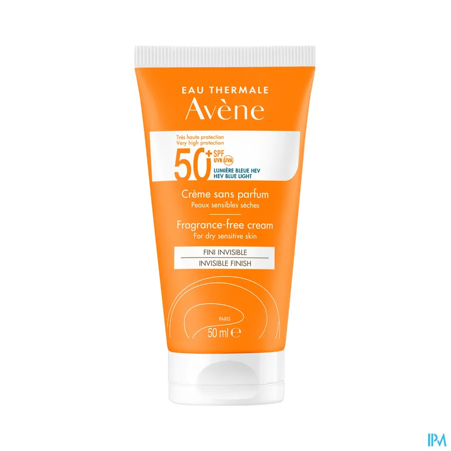 productshot van Avène Zonnecrème Onzichtbare Finish zonder Parfum SPF 50+ 50 ml