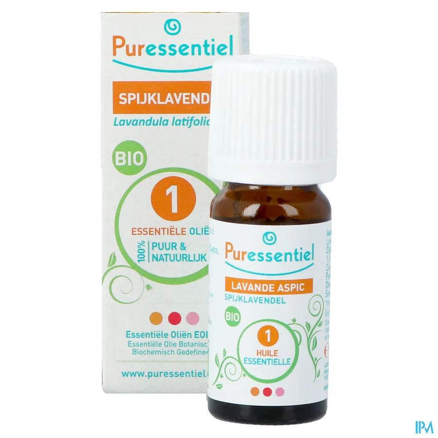 packshot van Puressentiel Bio Essentiële Olie van Spijklavendel 10 ml