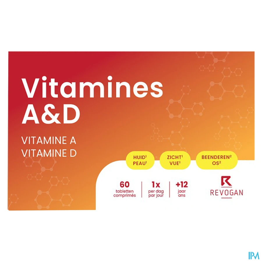 packshot van Nutritic Vitamines A en D voor Beenderen, Huid en Zicht 60 Tabletten