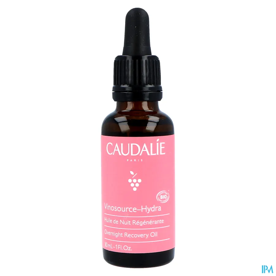 packshot van Caudalie Vinosource-Hydra Herstellende Nachtolie Druppelflacon 30 ml