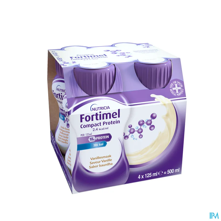 packshot van Fortimel Compact Protein 2.4kcal Vanilla 4x125ml
