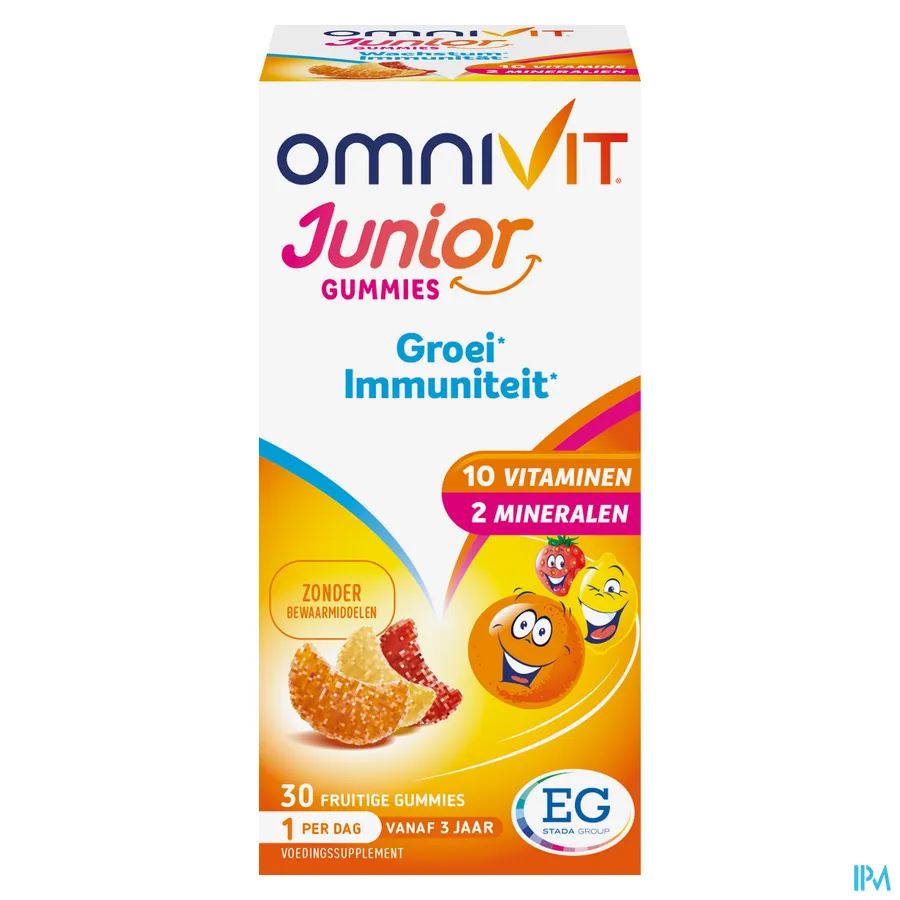 packshot van Omnivit Junior voor Groei en Immuniteit 30 Gummies met Lekkere Fruitsmaak