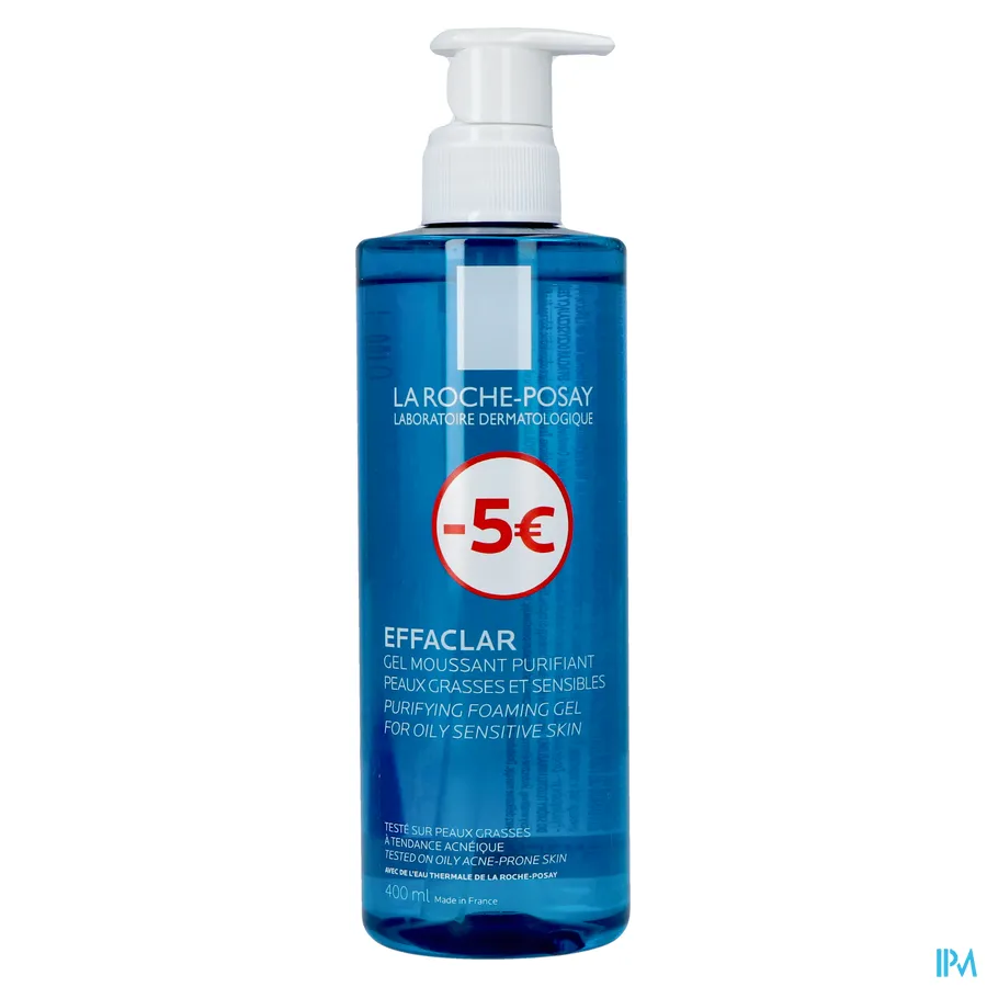 packshot van La Roche-Posay Effaclar Schuimende Zuiverende Gel voor de Vette en Gevoelige Huid Promo 400 ml