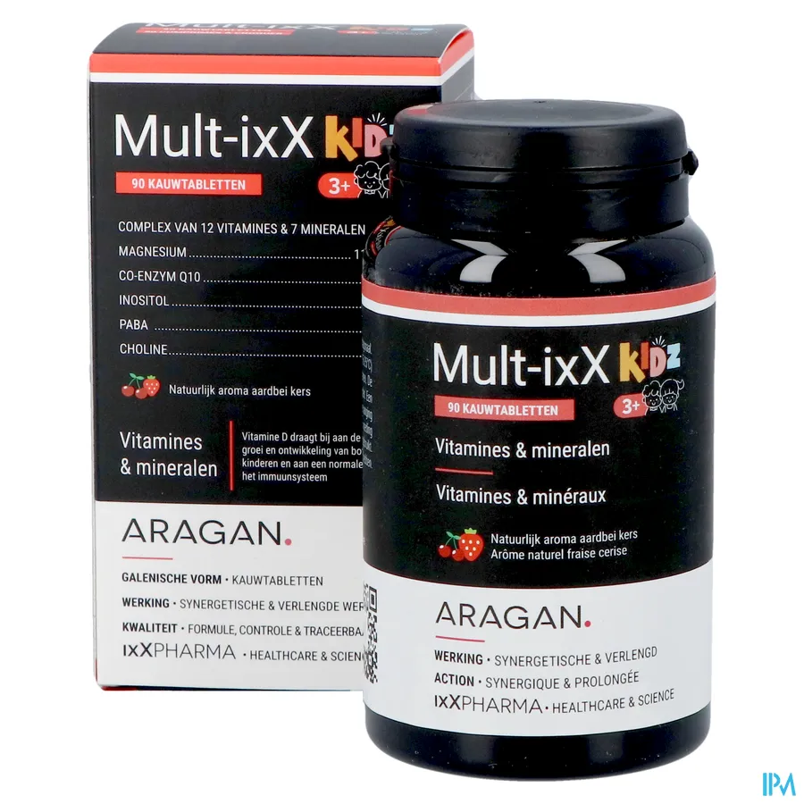 productshot van Mult-ixX Kidz met 12 Vitamines en 6 Mineralen 90 Kauwtabletten