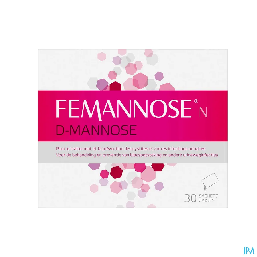 packshot van Femannose voor Behandeling en Preventie van Blaasontsteking en Urineweginfecties 30 Zakjes