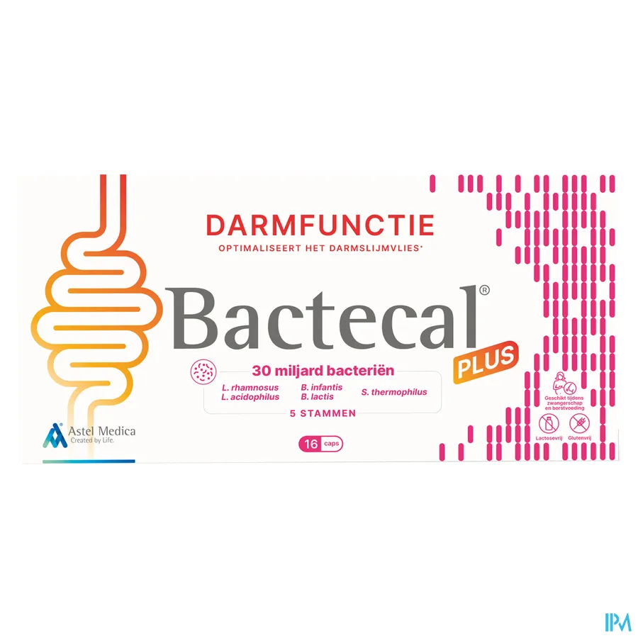 packshot van Astel Medica Bactecal Plus 16 capsules