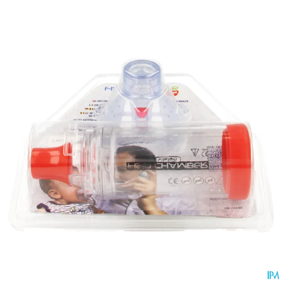 packshot van Fisio Chamber Vision Antistatische Inhalatiekamer met Ventiel en Masker voor Sprayinhalatietoestellen voor Kinderen van 0-3 Jaar